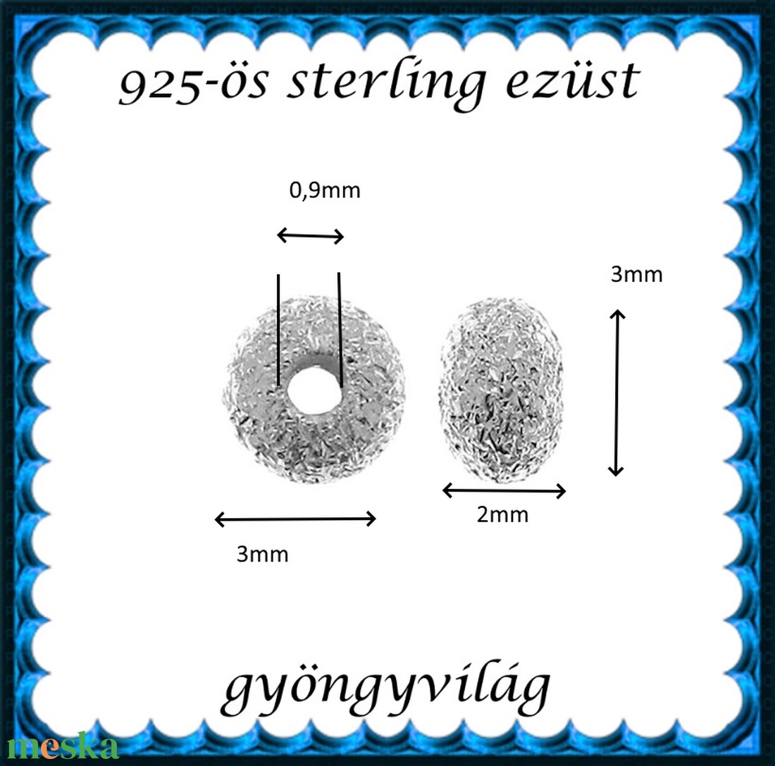 925-ös sterling ezüst ékszerkellék: köztes / gyöngy / dísz EKÖ 102-3  - kellékek & szerszámok - gyöngyfűzés kellékek - fém köztesek - Meska.hu
