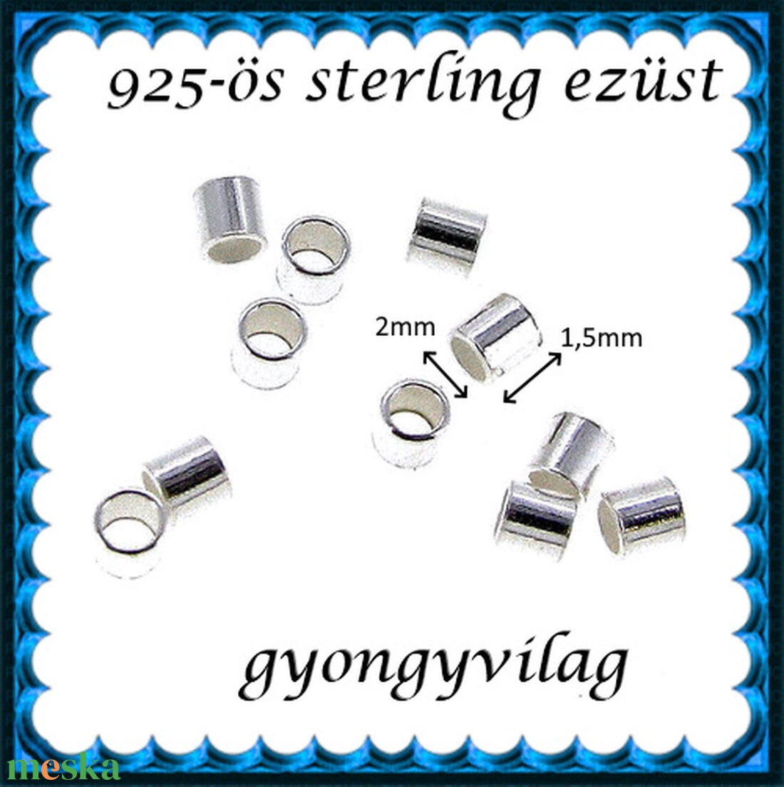 925-ös sterling ezüst ékszerkellék: köztes / gyöngy / dísz  EKÖ 19 1,5x2  10db/cs - kellékek & szerszámok - gyöngyfűzés kellékek - fém köztesek - Meska.hu