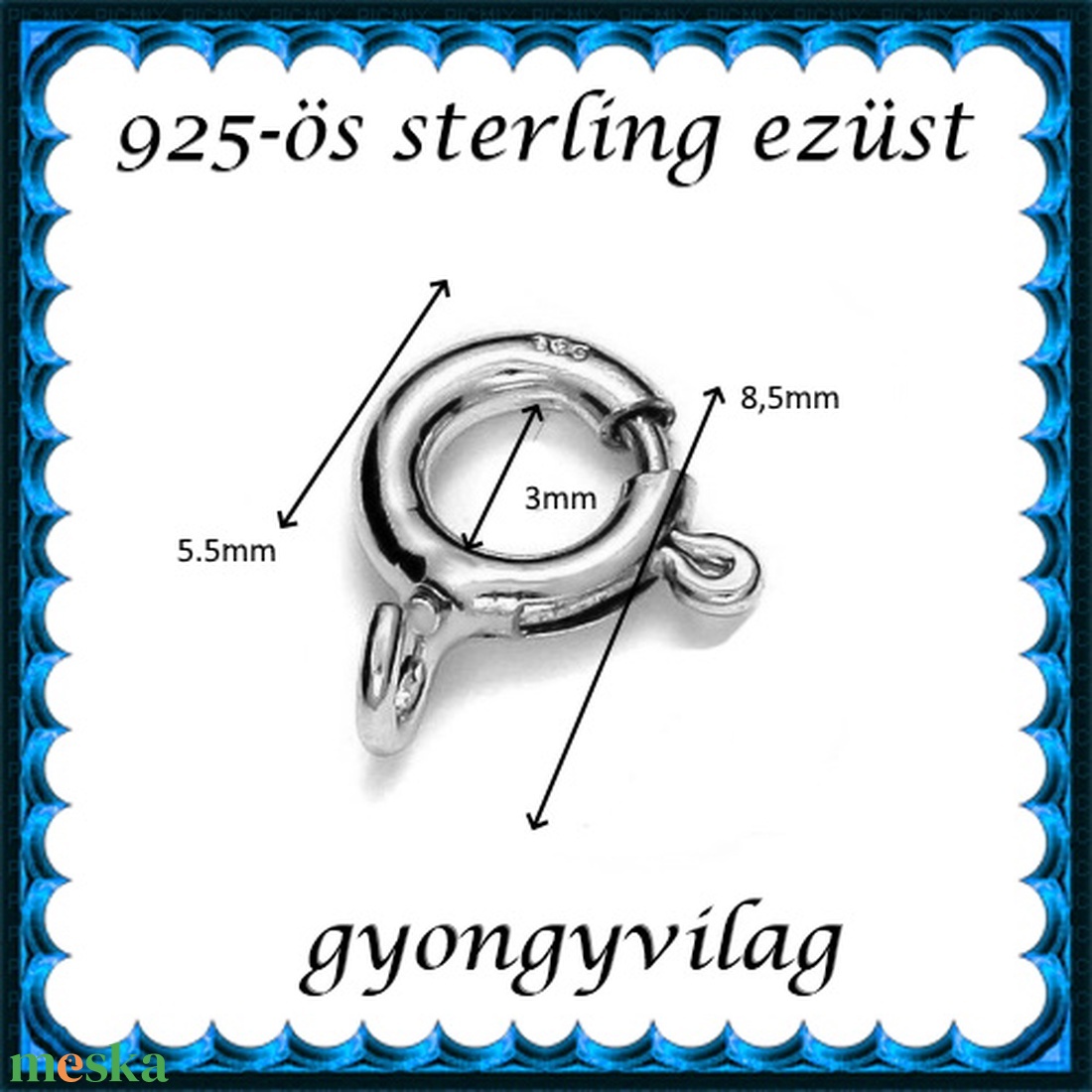 925-ös sterling ezüst ékszerkellék: lánckapocs / 1soros lánckapocs ELK 1S 12-1-8,5e - kellékek & szerszámok - gyöngyfűzés kellékek - egyéb alkatrész - Meska.hu