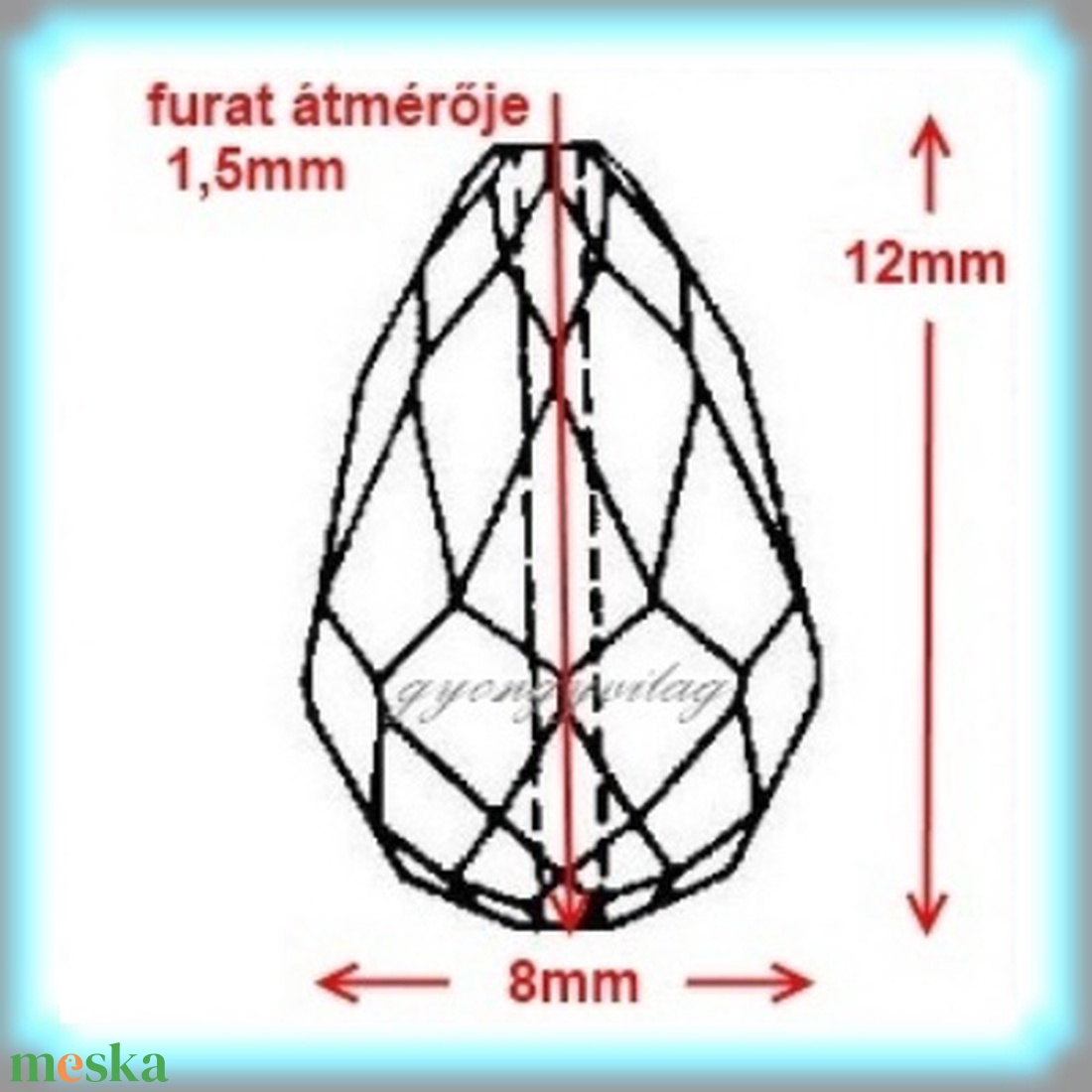 Swarovski kristály gyöngy: csepp SW5500-12 - kellékek & szerszámok - gyöngyfűzés kellékek - swarovski kristályok - Meska.hu