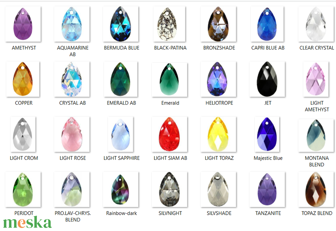 Swarovski kristály medál: csepp SW6106-16 - kellékek & szerszámok - gyöngyfűzés kellékek - swarovski kristályok - Meska.hu