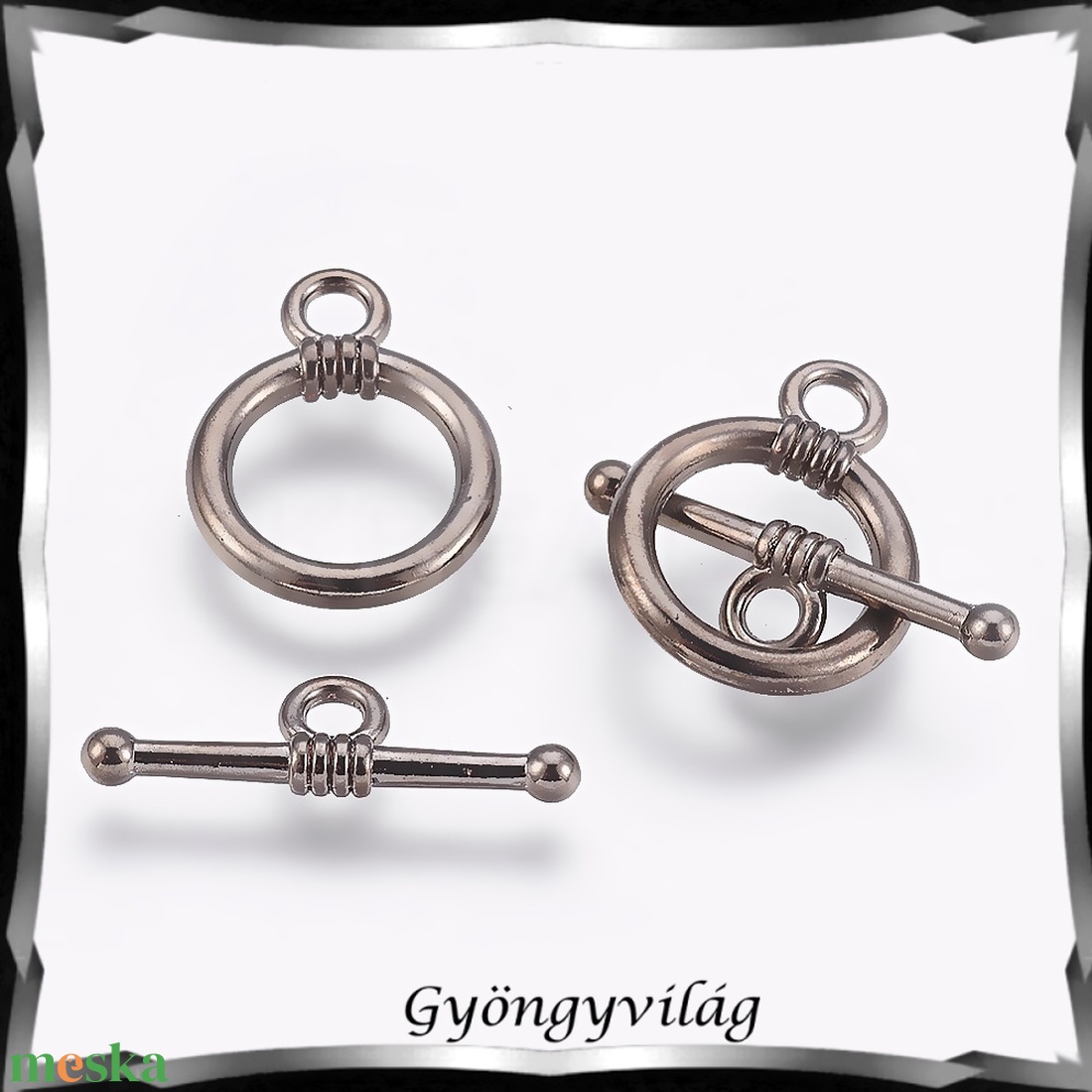 Ékszerkellék: lánckapocs BLK-T04 T kapocs Akril/fémmentes  4 szett/csomag - kellékek & szerszámok - gyöngyfűzés kellékek - egyéb alkatrész - Meska.hu