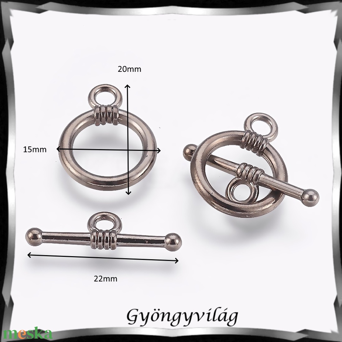 Ékszerkellék: lánckapocs BLK-T04 T kapocs Akril/fémmentes  4 szett/csomag - kellékek & szerszámok - gyöngyfűzés kellékek - egyéb alkatrész - Meska.hu