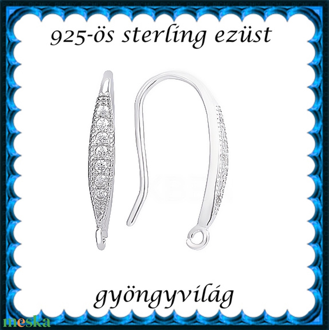 925-ös sterling ezüst ékszerkellék: fülbevaló kapocs, akasztós EFK A 106r - kellékek & szerszámok - ékszerkellék - fülbevaló kapocs - Meska.hu