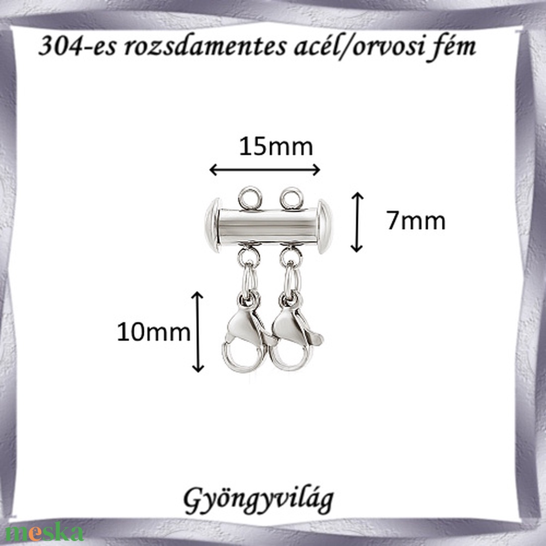 304 Nemes acél ékszerkellék: lánckapocs NALK 13-2 1db/ csomag - kellékek & szerszámok - ékszerkellék - nyaklánc kapocs - Meska.hu