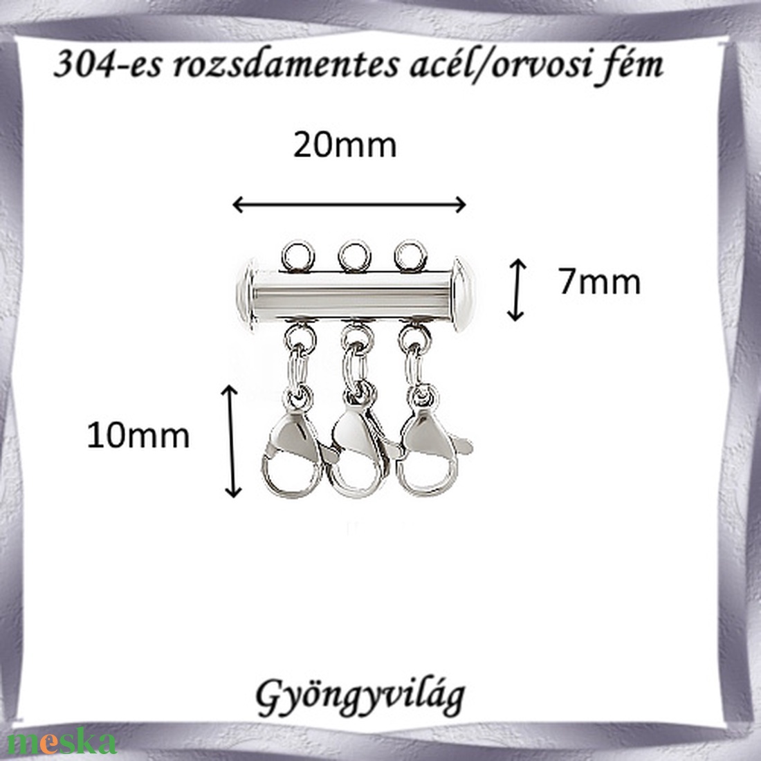 304 Nemes acél ékszerkellék: lánckapocs NALK 13-3 1db/ csomag - kellékek & szerszámok - ékszerkellék - nyaklánc kapocs - Meska.hu