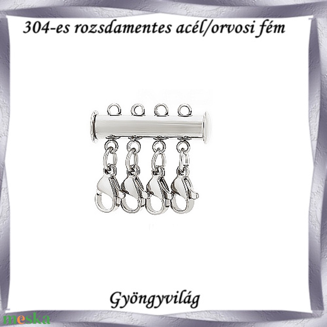 304 Nemes acél ékszerkellék: lánckapocs NALK 13-4 1db/ csomag - kellékek & szerszámok - ékszerkellék - nyaklánc kapocs - Meska.hu
