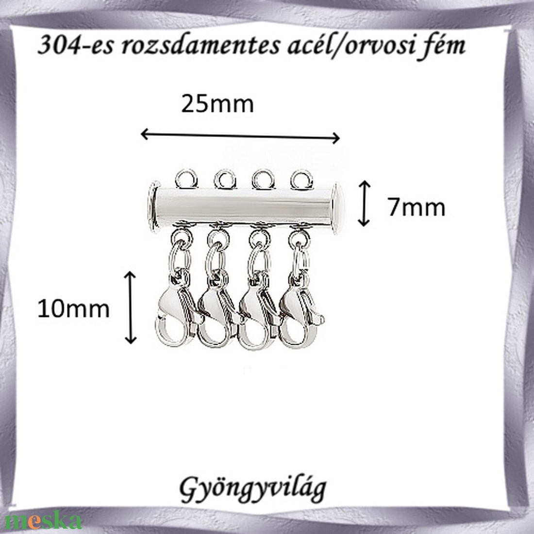 304 Nemes acél ékszerkellék: lánckapocs NALK 13-4 1db/ csomag - kellékek & szerszámok - ékszerkellék - nyaklánc kapocs - Meska.hu