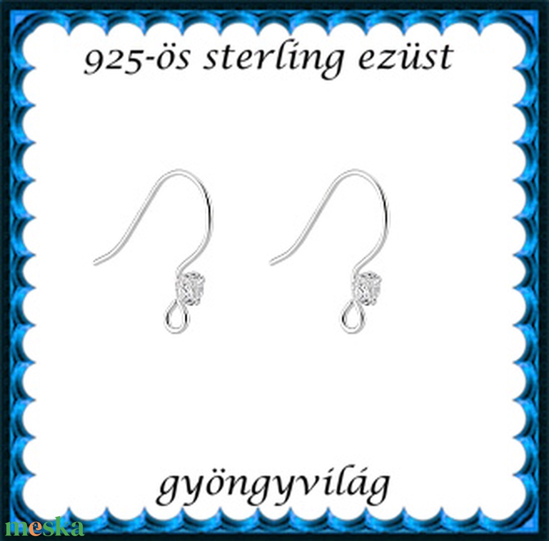 925-ös sterling ezüst ékszerkellék: fülbevaló kapocs, akasztós EFK A 107e - kellékek & szerszámok - ékszerkellék - fülbevaló kapocs - Meska.hu