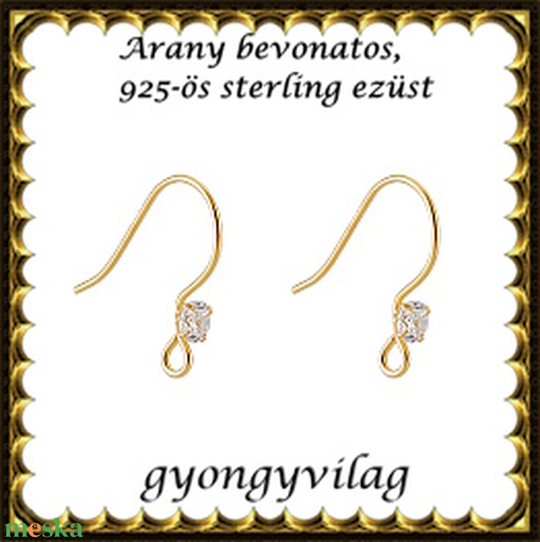 925-ös sterling ezüst ékszerkellék: fülbevalóalap akasztós  EFK A 107g - kellékek & szerszámok - gyöngyfűzés kellékek - egyéb alkatrész - Meska.hu