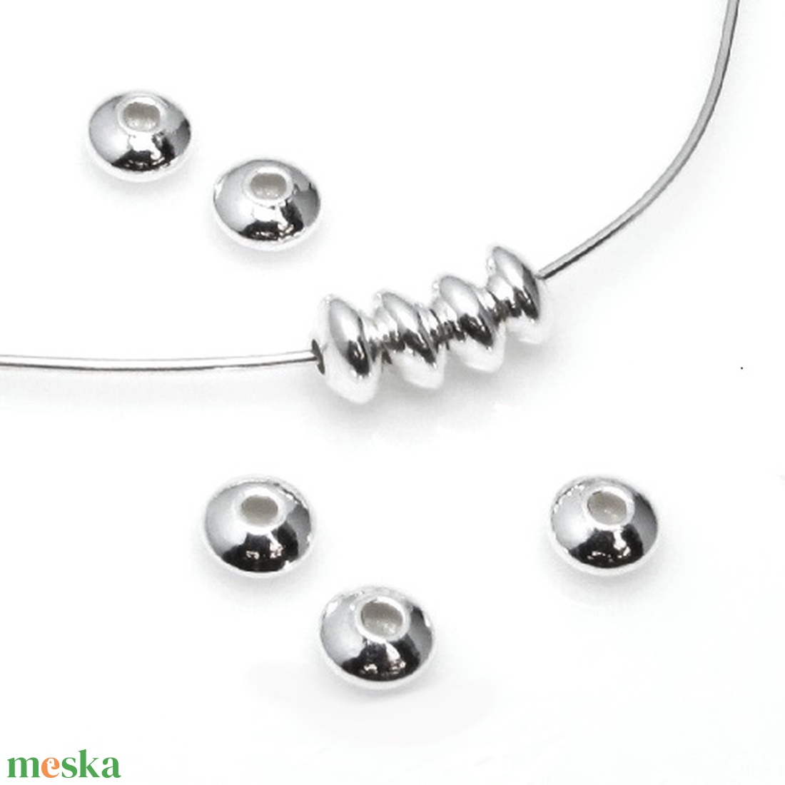 925-ös sterling ezüst ékszerkellék: köztes / gyöngy / dísz EKÖ 6-3,5 4db/cs - kellékek & szerszámok - gyöngyfűzés kellékek - fém köztesek - Meska.hu