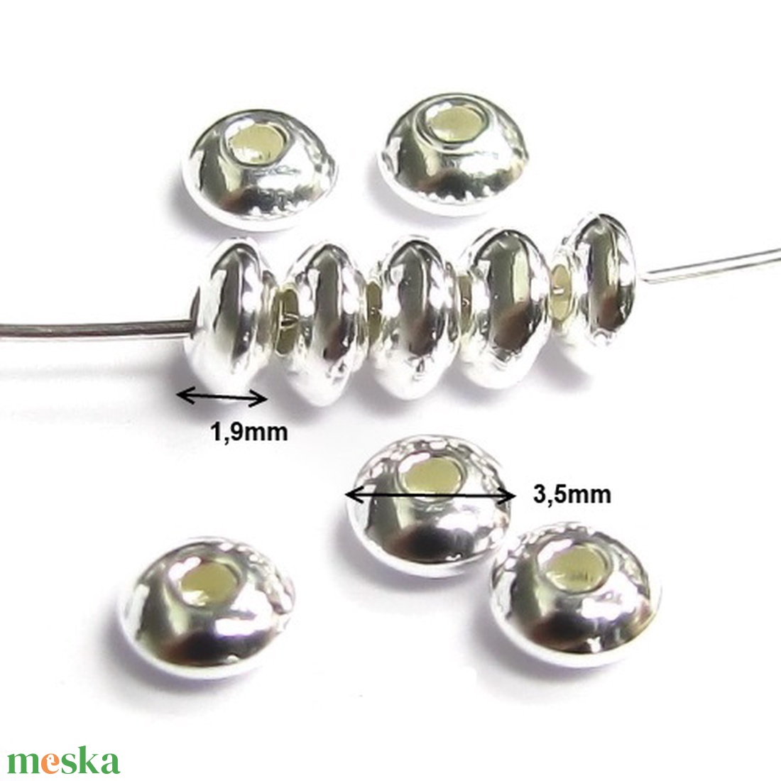 925-ös sterling ezüst ékszerkellék: köztes / gyöngy / dísz EKÖ 6-3,5 4db/cs - kellékek & szerszámok - gyöngyfűzés kellékek - fém köztesek - Meska.hu