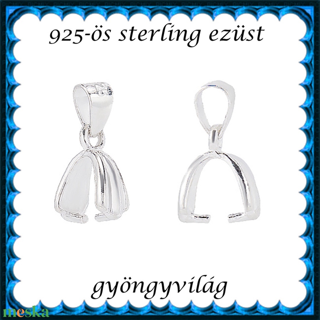 925-ös sterling ezüst ékszerkellék: medáltartó, medálkapocs EMK 119-8e - kellékek & szerszámok - ékszerkellék - medáltartó, medálkapocs - Meska.hu