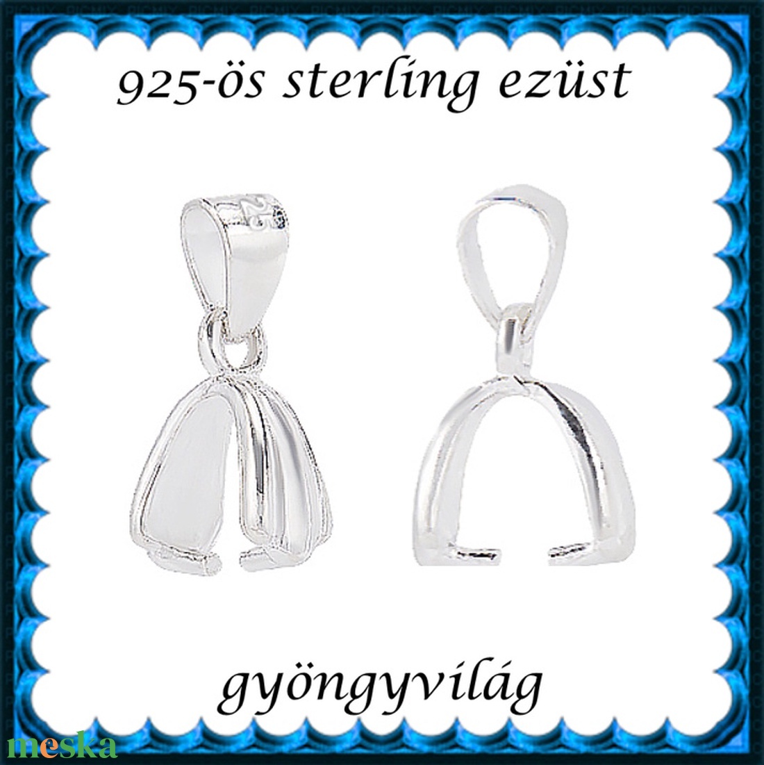 925-ös sterling ezüst ékszerkellék: medáltartó, medálkapocs EMK 119-15e - kellékek & szerszámok - ékszerkellék - medáltartó, medálkapocs - Meska.hu