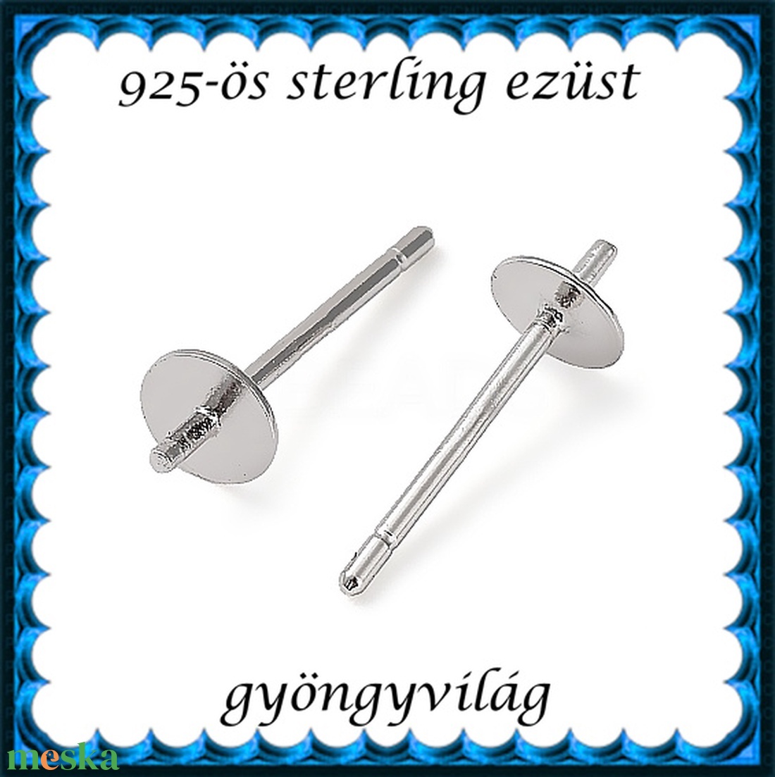 925-ös sterling ezüst ékszerkellék: fülbevaló kapocs, bedugós EFK B 67-4R - kellékek & szerszámok - ékszerkellék - fülbevaló kapocs - Meska.hu