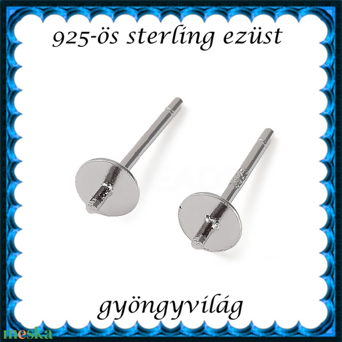 925-ös sterling ezüst ékszerkellék: fülbevaló kapocs, bedugós EFK B 67-4R - kellékek & szerszámok - ékszerkellék - fülbevaló kapocs - Meska.hu
