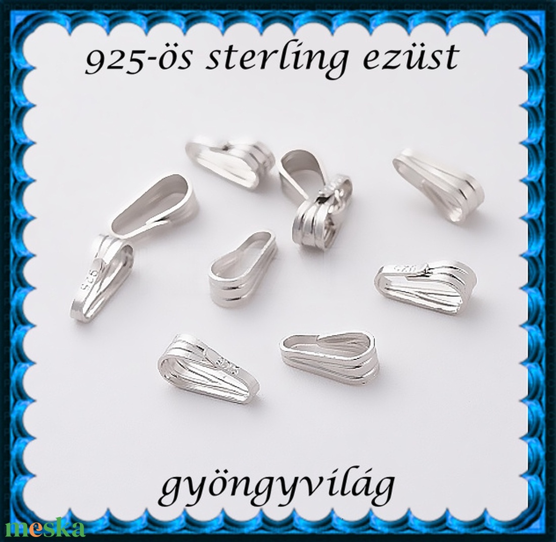 925-ös sterling ezüst ékszerkellék: medáltartó, medálkapocs EMK 128r - kellékek & szerszámok - ékszerkellék - medáltartó, medálkapocs - Meska.hu