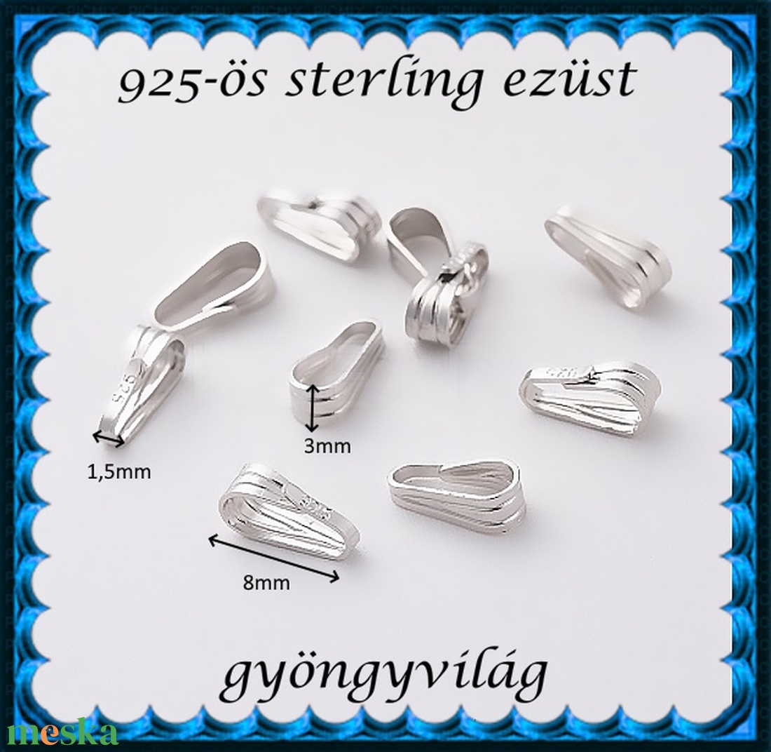 925-ös sterling ezüst ékszerkellék: medáltartó, medálkapocs EMK 128r - kellékek & szerszámok - ékszerkellék - medáltartó, medálkapocs - Meska.hu