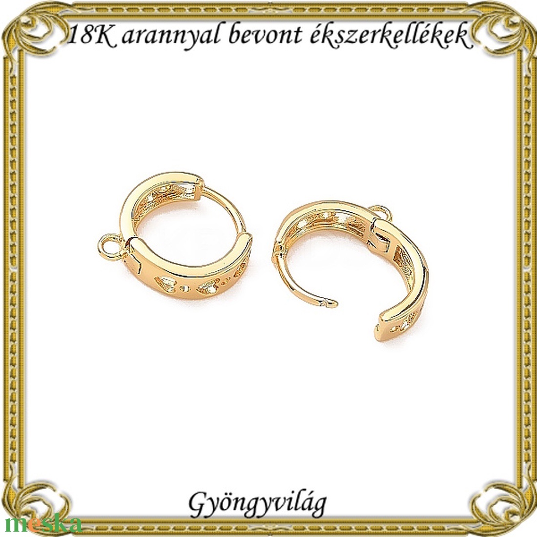 18K arannyal bevont ékszerkellék: fülbevalóalap  ABFK 04 - kellékek & szerszámok - ékszerkellék - fülbevaló alap - Meska.hu
