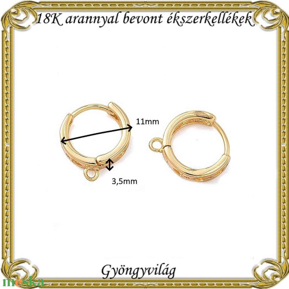 18K arannyal bevont ékszerkellék: fülbevalóalap  ABFK 04 - kellékek & szerszámok - ékszerkellék - fülbevaló alap - Meska.hu