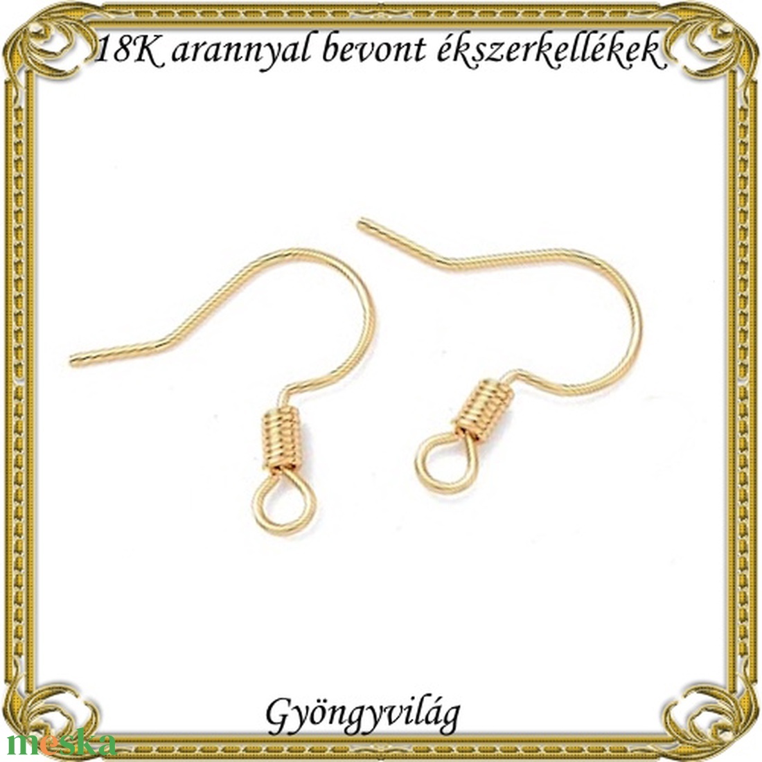 18K arannyal bevont ékszerkellék: fülbevalóalap  ABFK 05 3pár / csomag - kellékek & szerszámok - ékszerkellék - fülbevaló alap - Meska.hu