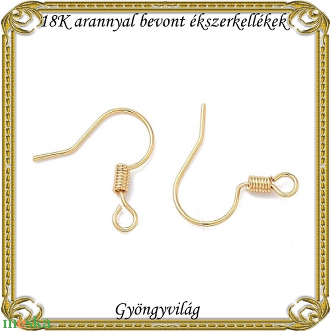 18K arannyal bevont ékszerkellék: fülbevalóalap  ABFK 05 3pár / csomag - kellékek & szerszámok - ékszerkellék - fülbevaló alap - Meska.hu