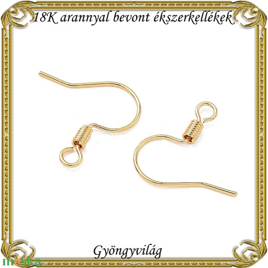 18K arannyal bevont ékszerkellék: fülbevalóalap  ABFK 05 3pár / csomag - kellékek & szerszámok - ékszerkellék - fülbevaló alap - Meska.hu