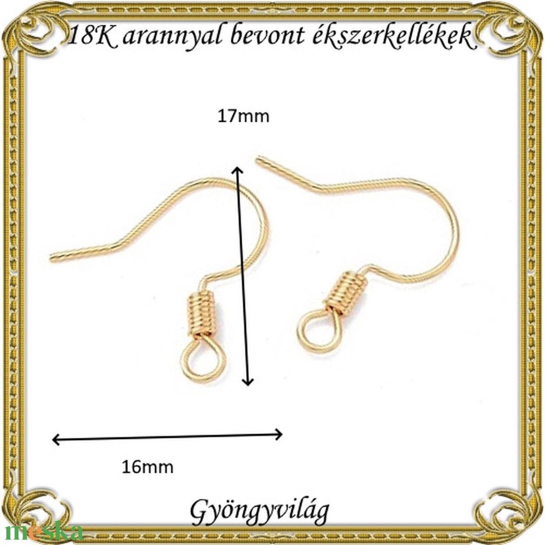 18K arannyal bevont ékszerkellék: fülbevalóalap  ABFK 05 3pár / csomag - kellékek & szerszámok - ékszerkellék - fülbevaló alap - Meska.hu