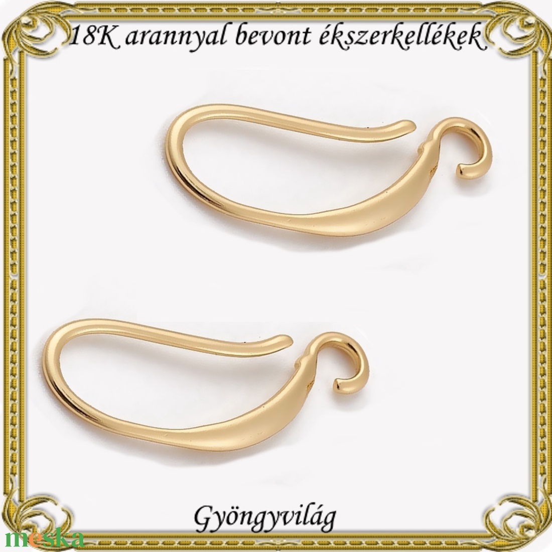18K arannyal bevont ékszerkellék: fülbevalóalap  ABFK 06 - kellékek & szerszámok - ékszerkellék - fülbevaló alap - Meska.hu