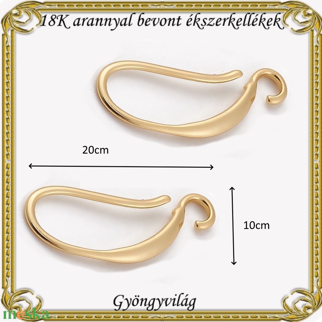 18K arannyal bevont ékszerkellék: fülbevalóalap  ABFK 06 - kellékek & szerszámok - ékszerkellék - fülbevaló alap - Meska.hu