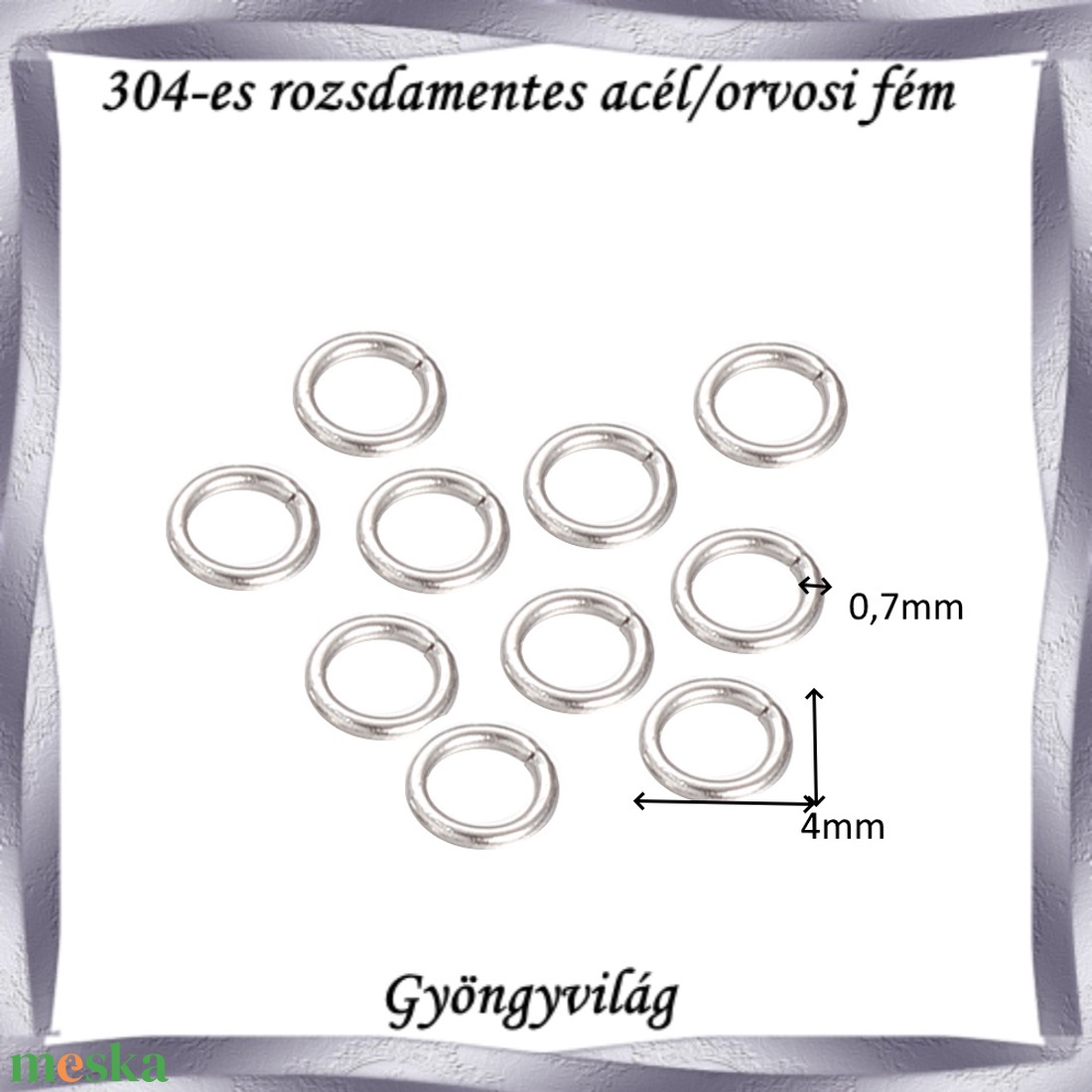 304 Nemes acél ékszerkellék: szerelőkarika, zárt NASZK Z 4x0,7 10db/cs - kellékek & szerszámok - gyöngyfűzés kellékek - szerelőkarika - Meska.hu