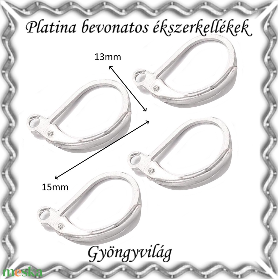Platinával bevont ékszerkellék: fülbevalóalap PBFK 04 - kellékek & szerszámok - ékszerkellék - fülbevaló alap - Meska.hu