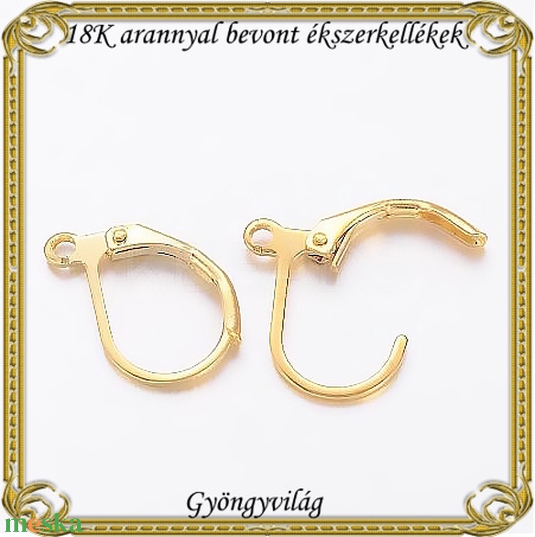 18K arannyal bevont ékszerkellék: fülbevalóalap  ABFK 07  2pár / csomag - kellékek & szerszámok - ékszerkellék - fülbevaló alap - Meska.hu