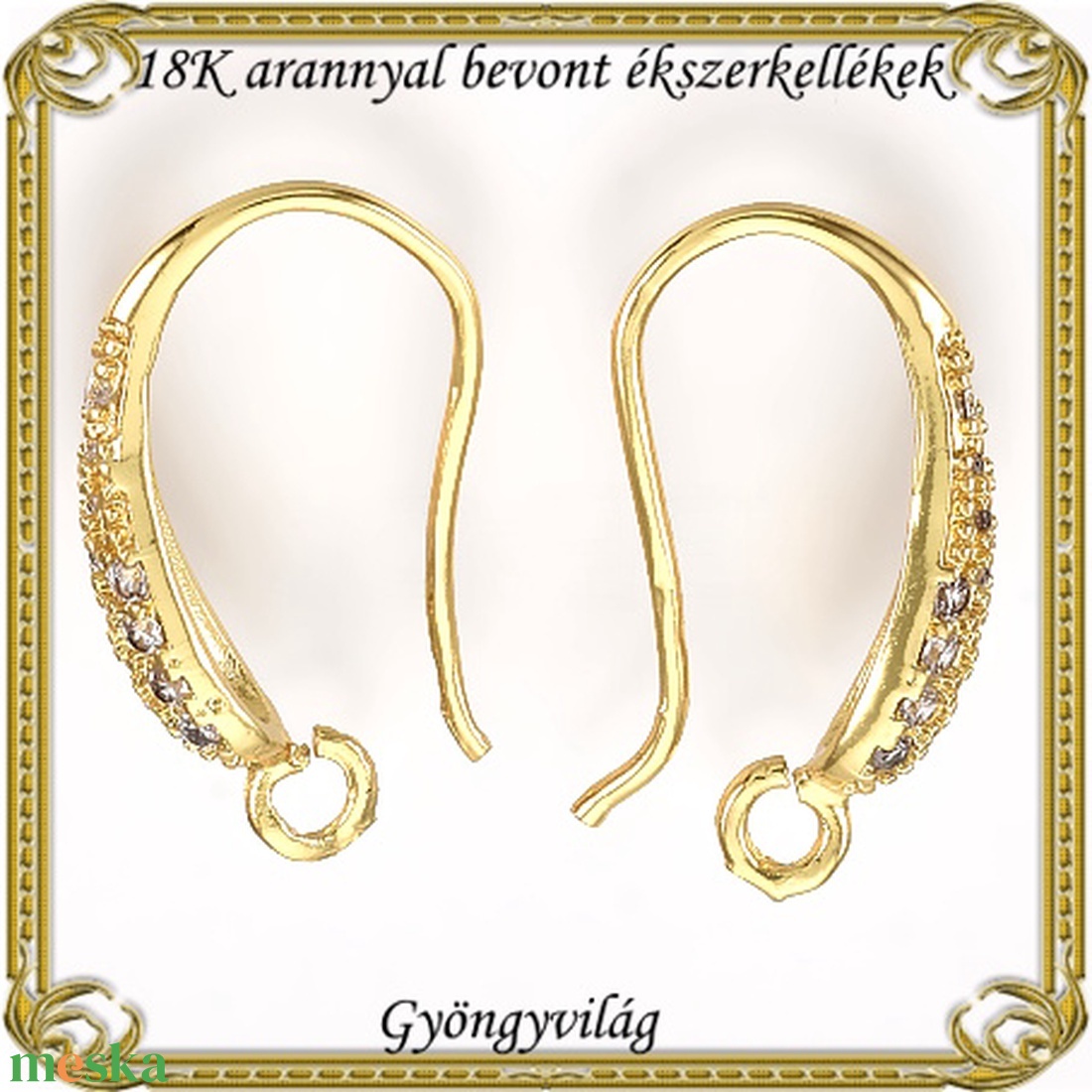 18K arannyal bevont ékszerkellék: fülbevalóalap  ABFK 08 - kellékek & szerszámok - ékszerkellék - fülbevaló alap - Meska.hu
