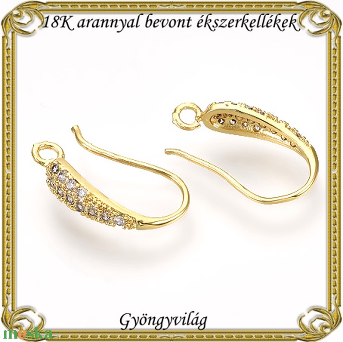 18K arannyal bevont ékszerkellék: fülbevalóalap  ABFK 08 - kellékek & szerszámok - ékszerkellék - fülbevaló alap - Meska.hu