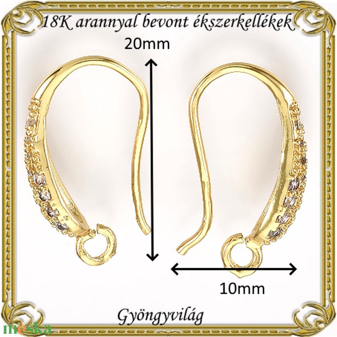 18K arannyal bevont ékszerkellék: fülbevalóalap  ABFK 08 - kellékek & szerszámok - ékszerkellék - fülbevaló alap - Meska.hu