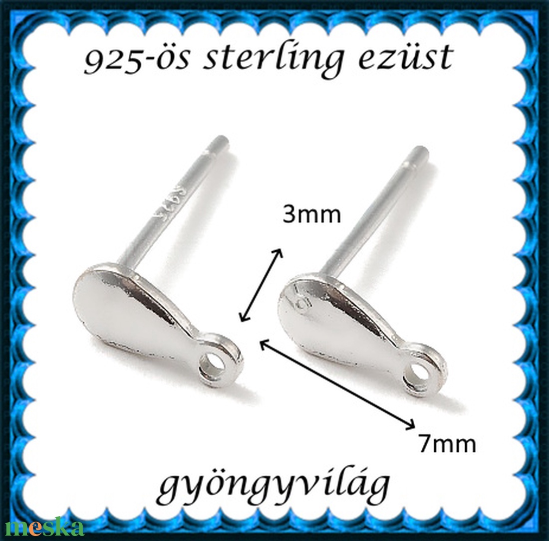 925-ös sterling ezüst ékszerkellék: fülbevaló kapocs, bedugós EFK B 68 - kellékek & szerszámok - ékszerkellék - fülbevaló kapocs - Meska.hu