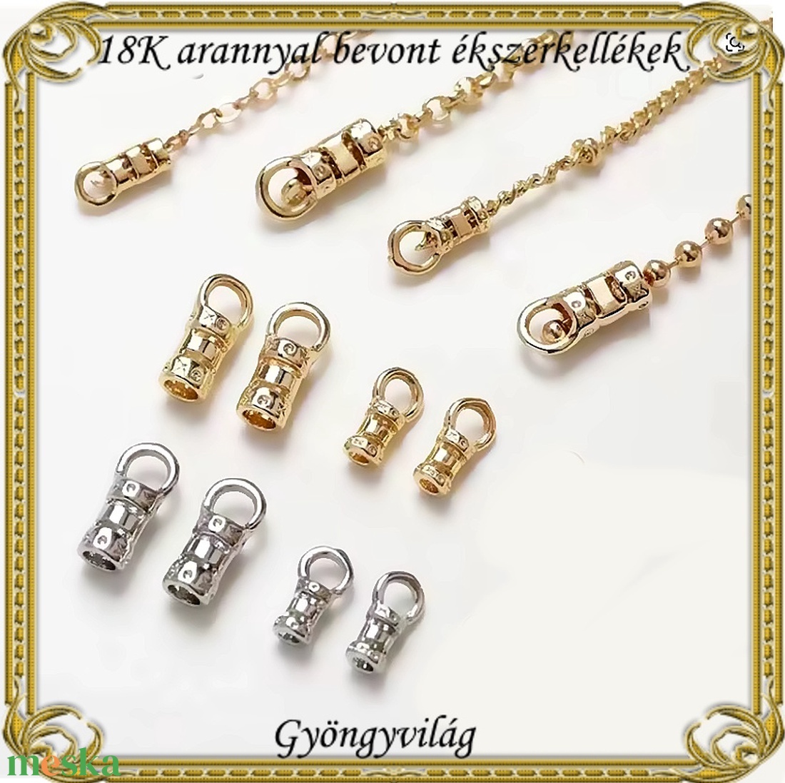 18K arannyal bevont ékszerkellék: láncvég ABLK 03 több méretbe és szinben - kellékek & szerszámok - gyöngyfűzés kellékek - egyéb alkatrész - Meska.hu