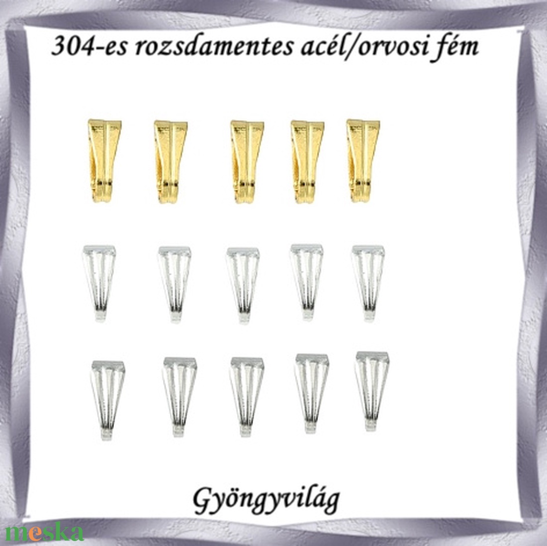Nemes acél ékszerkellék: Medálkapocs NAMK 07-1 10db/cs - kellékek & szerszámok - ékszerkellék - medáltartó, medálkapocs - Meska.hu