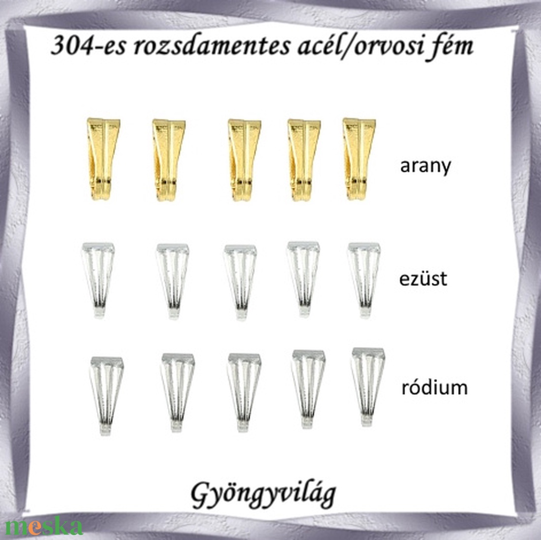 Nemes acél ékszerkellék: Medálkapocs NAMK 07-1 10db/cs - kellékek & szerszámok - ékszerkellék - medáltartó, medálkapocs - Meska.hu