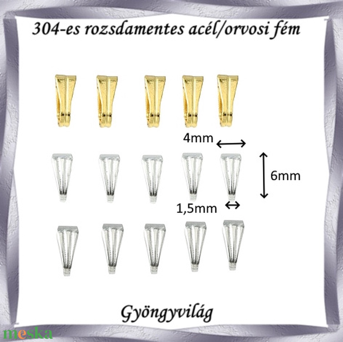 Nemes acél ékszerkellék: Medálkapocs NAMK 07-1 10db/cs - kellékek & szerszámok - ékszerkellék - medáltartó, medálkapocs - Meska.hu