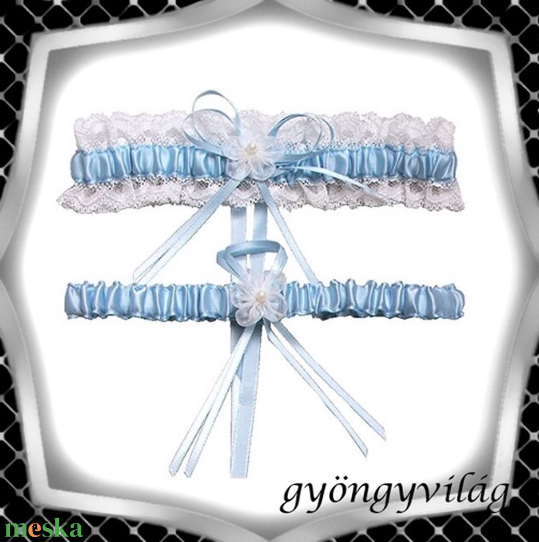 Esküvői, menyasszonyi harisnyakötő szett  ES-HK2-1hk - esküvő - kiegészítők - harisnyatartó & valami kék - Meska.hu