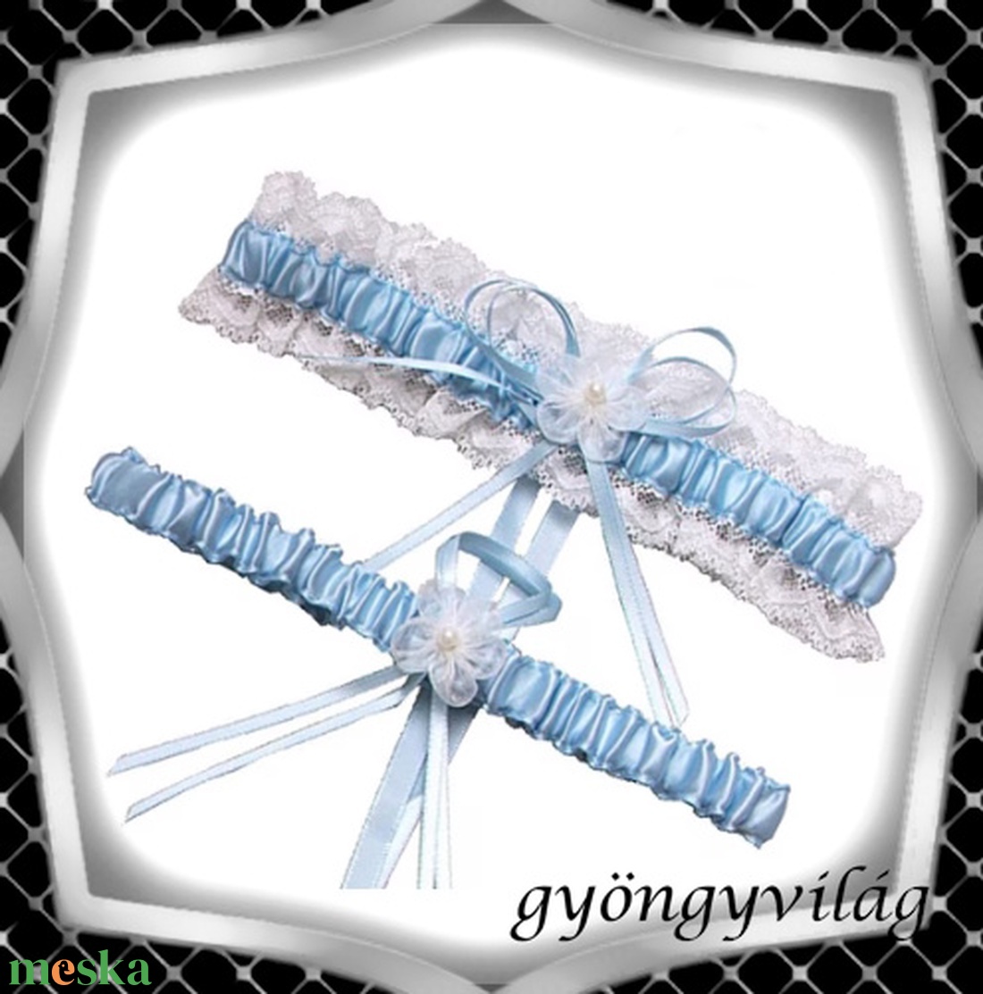 Esküvői, menyasszonyi harisnyakötő szett  ES-HK2-1hk - esküvő - kiegészítők - harisnyatartó & valami kék - Meska.hu