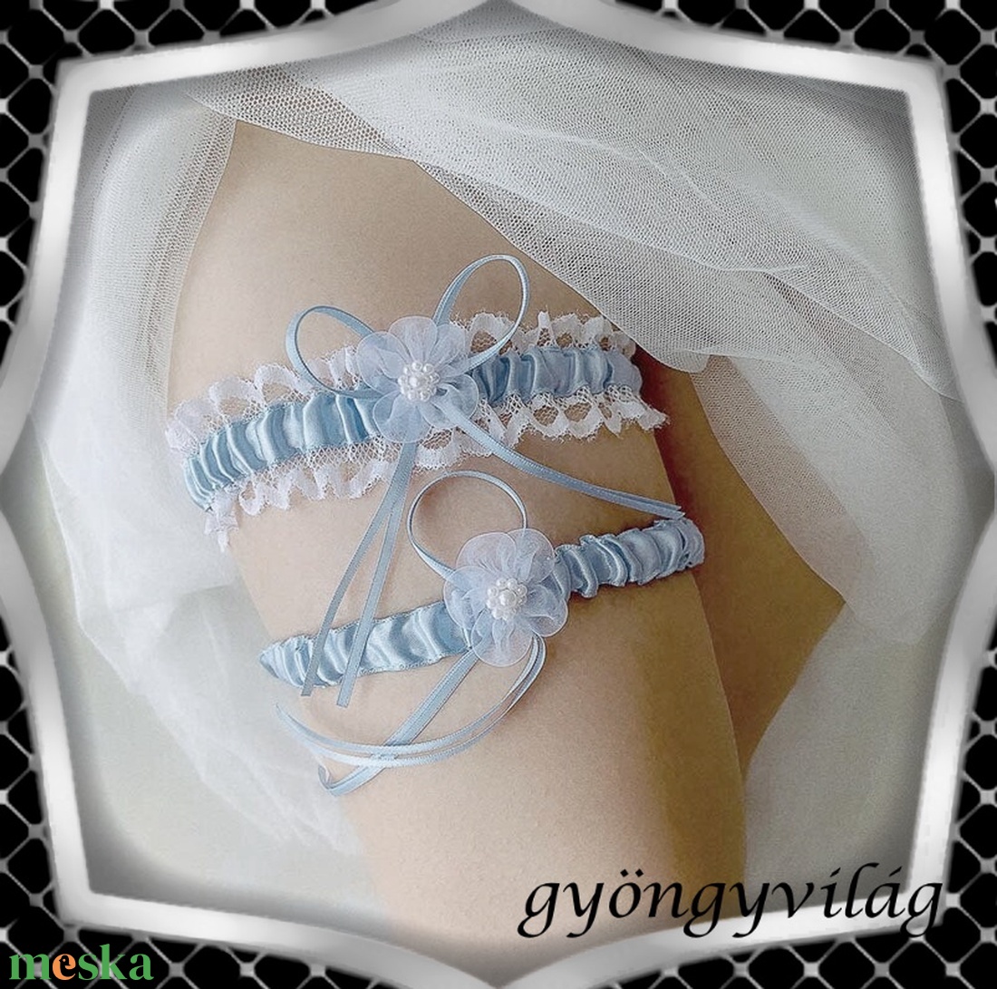 Esküvői, menyasszonyi harisnyakötő szett  ES-HK2-2hk - esküvő - kiegészítők - harisnyatartó & valami kék - Meska.hu