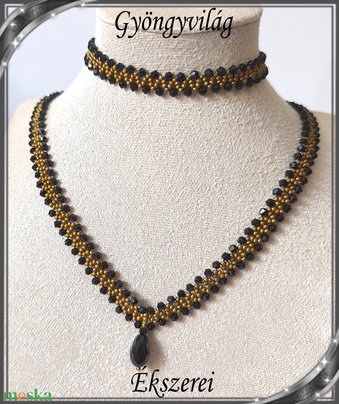 Ékszerek-szettek: Esküvői, menyasszonyi, alkalmi ékszer szett,  SSZ-ÜGY004 02 fekete-bronz - esküvő - ékszer - ékszerszett - Meska.hu