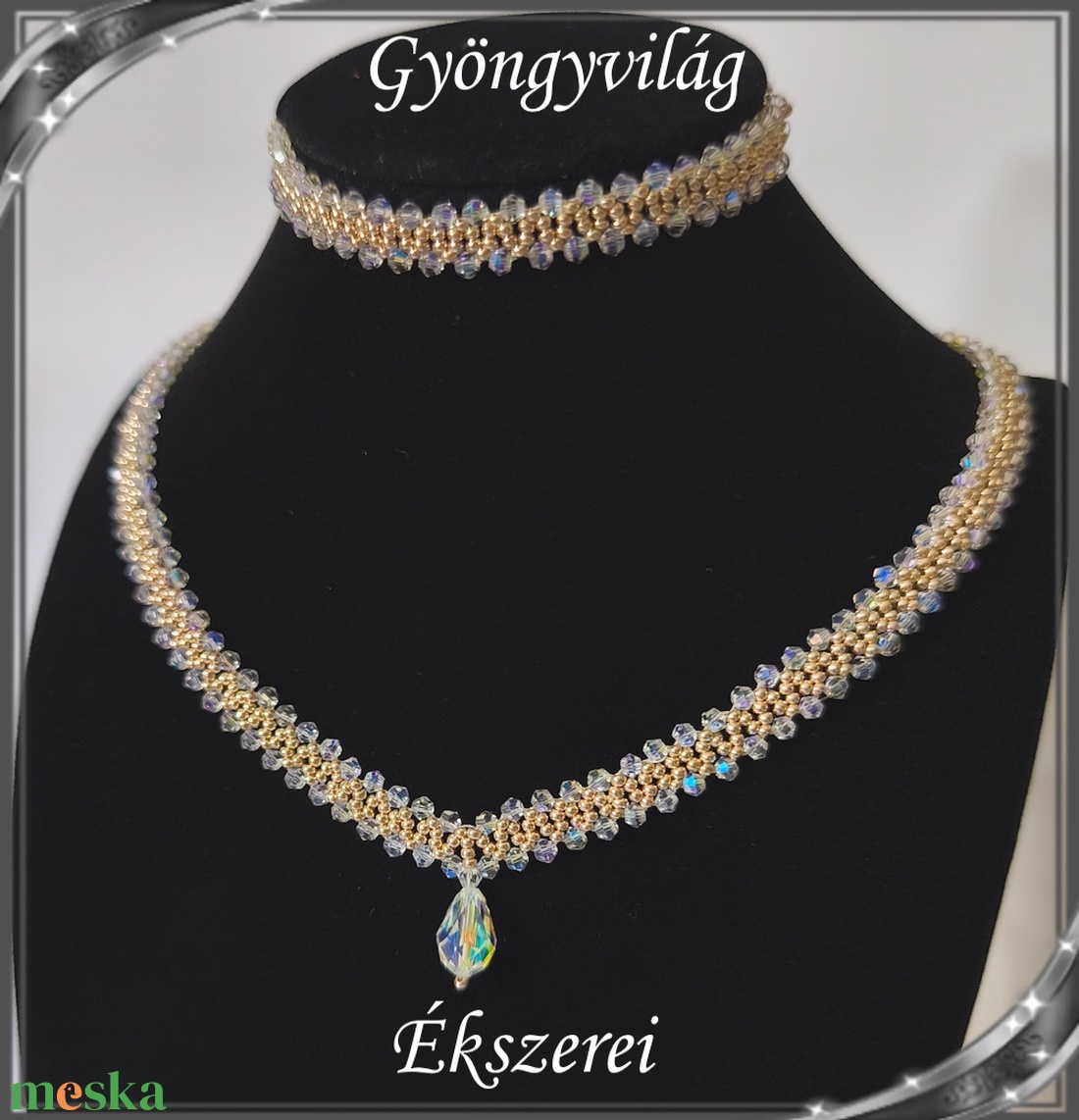 Ékszerek-szettek: Esküvői, menyasszonyi, alkalmi ékszer szett,  SSZ-ÜGY004 05 crystal AB-arany - esküvő - ékszer - ékszerszett - Meska.hu