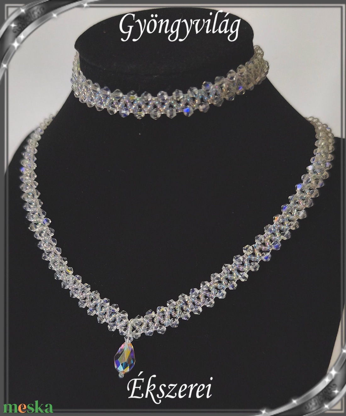 Ékszerek-szettek: Esküvői, menyasszonyi, alkalmi ékszer szett,  SSZ-ÜGY004 06 crystal AB-clear irizáló - esküvő - ékszer - ékszerszett - Meska.hu