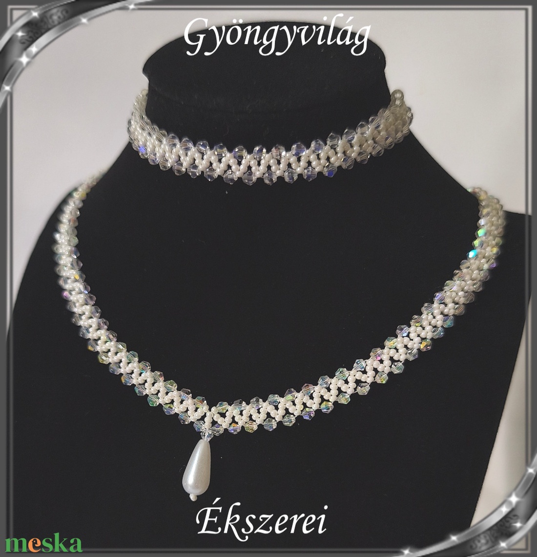 Ékszerek-szettek: Esküvői, menyasszonyi, alkalmi ékszer szett,  SSZ-ÜGY004 07 crystal ab-fehér - esküvő - ékszer - ékszerszett - Meska.hu