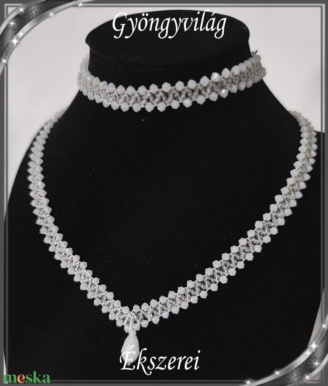 Ékszerek-szettek: Esküvői, menyasszonyi, alkalmi ékszer szett,  SSZ-ÜGY004 08 white opal-clear - esküvő - ékszer - ékszerszett - Meska.hu