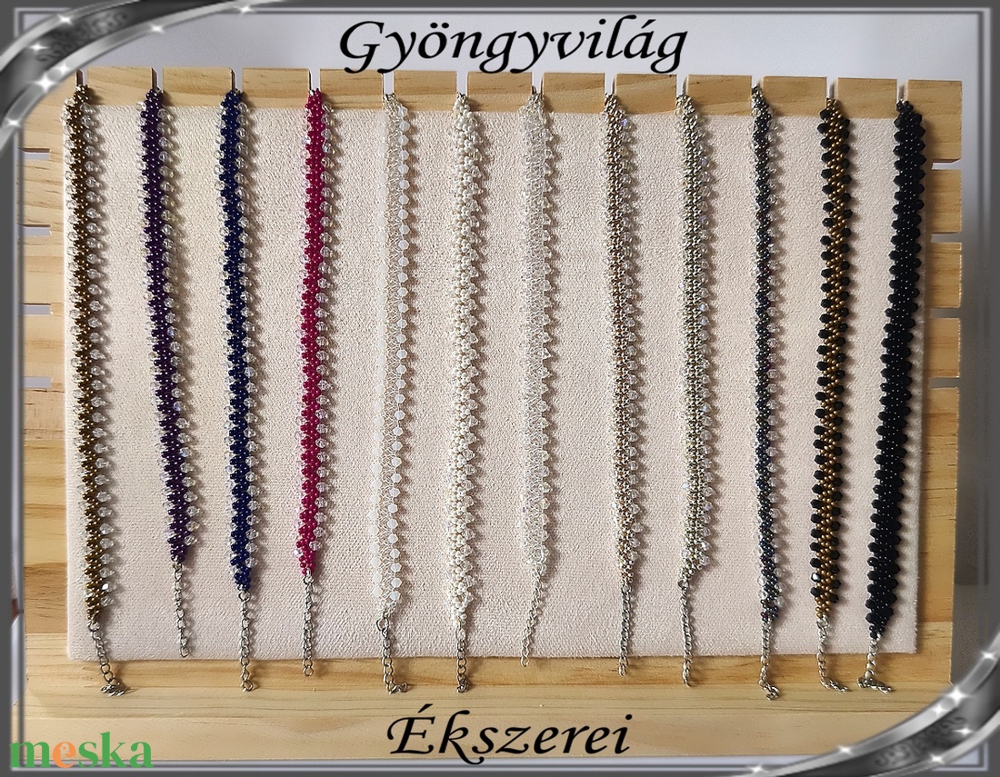 Ékszerek-karkötők: fűzött cseh kristály gyöngy karkötő SSZ-ÜGY004  K több színben - esküvő - ékszer - ékszerszett - Meska.hu